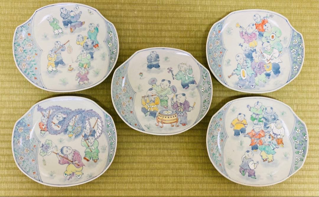 DORA公式アカウント01 佐藤走波（五代）唐子遊図絵変り　小判皿　平皿