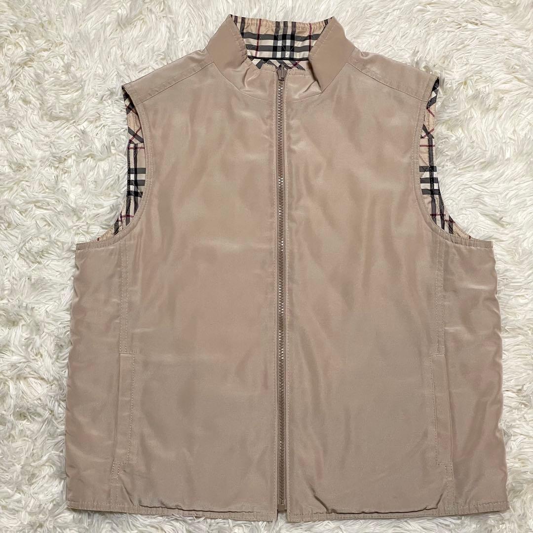 美品 バーバリーロンドン 中綿ベスト 三陽商会 ノバチェック 40 ベージュ