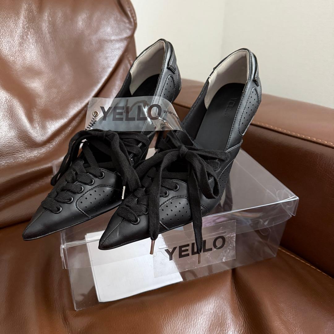 SALE 未使用品 YELLO レースアップ ポインテッドトゥ パンプス