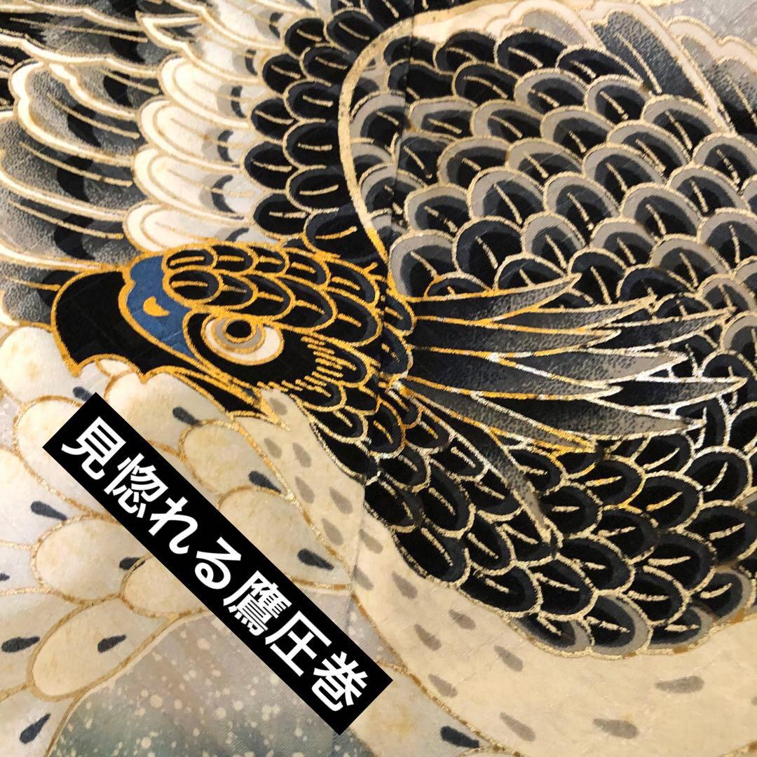 七五三 五歳‼️キッズモデル撮影一回美品淡い青系に鷹柄‼️ラメ暈し 完全フルセット‼️