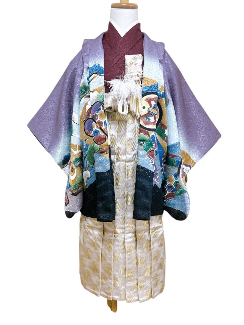 【専用出品】希少カラー♡七五三　5歳　男の子　フルセット　一式　紫　刺繍　鷹