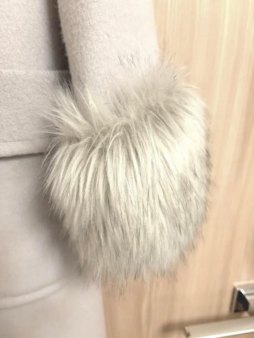 GRACE CONTINENTAL Diagramファーカフスロングガウンコート