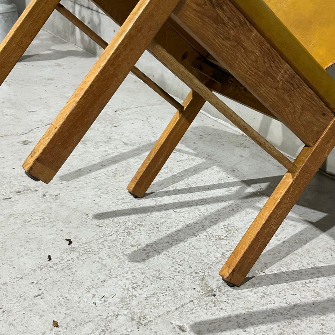 ★80s★MARUNI マルニ木工 レザー ダイニングチェア 本革 ヴィンテージ