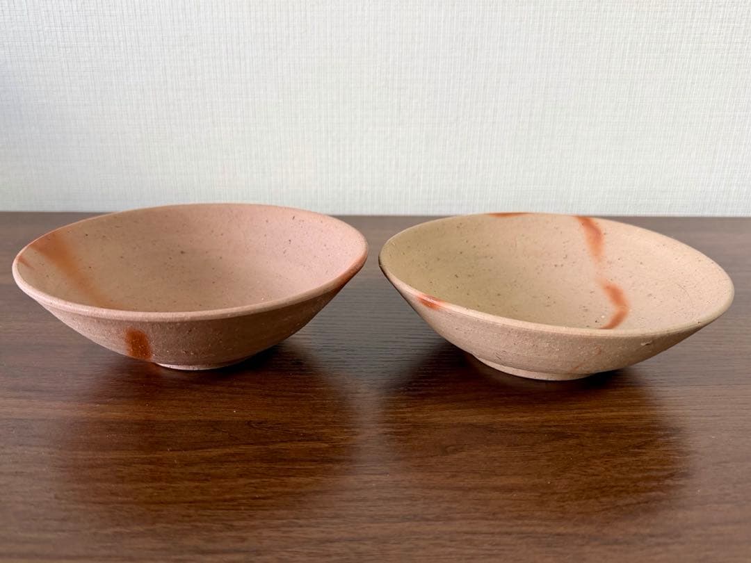 中国地方ギャラリー購入 作家物 鉢 2客セット 緋色流し 現代陶芸