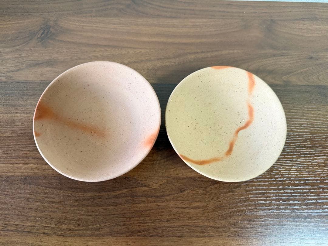 中国地方ギャラリー購入 作家物 鉢 2客セット 緋色流し 現代陶芸