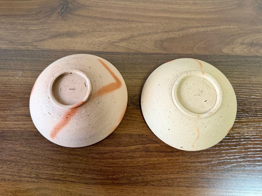 中国地方ギャラリー購入 作家物 鉢 2客セット 緋色流し 現代陶芸