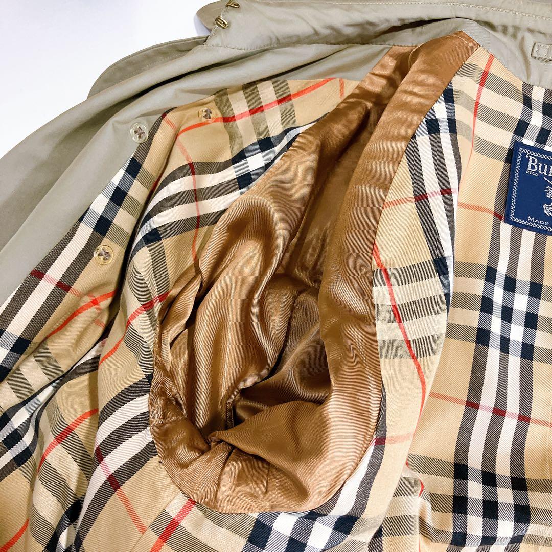 【逸品】Burberrys ロングトレンチコート　カーキ　ノバチェ　XL相当