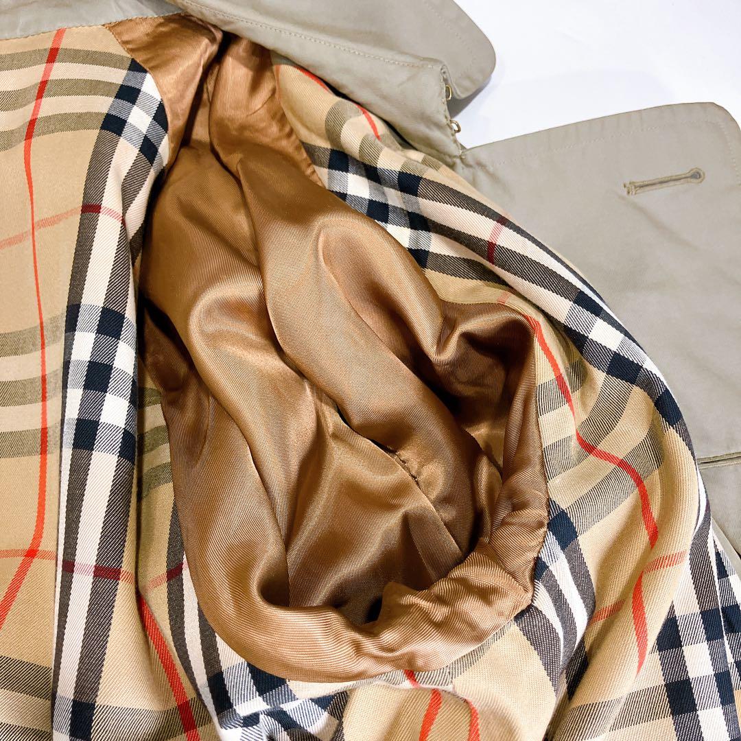 【逸品】Burberrys ロングトレンチコート　カーキ　ノバチェ　XL相当