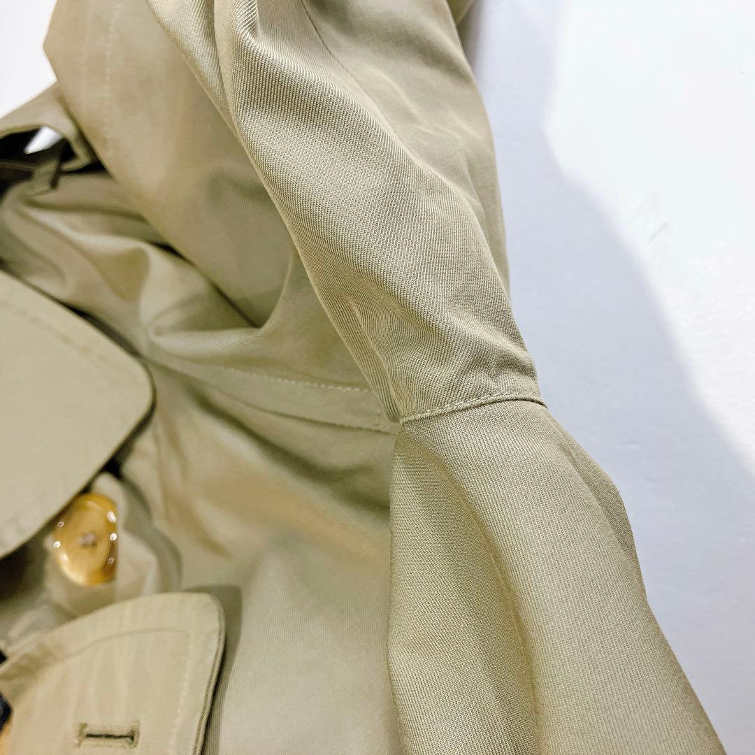 【逸品】Burberrys ロングトレンチコート　カーキ　ノバチェ　XL相当