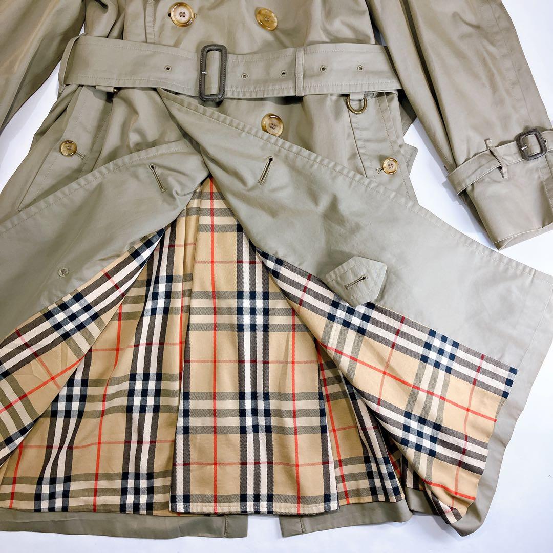 【逸品】Burberrys ロングトレンチコート　カーキ　ノバチェ　XL相当