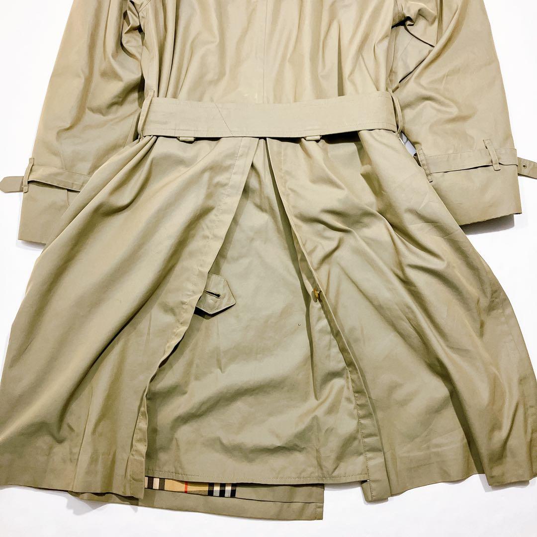 【逸品】Burberrys ロングトレンチコート　カーキ　ノバチェ　XL相当