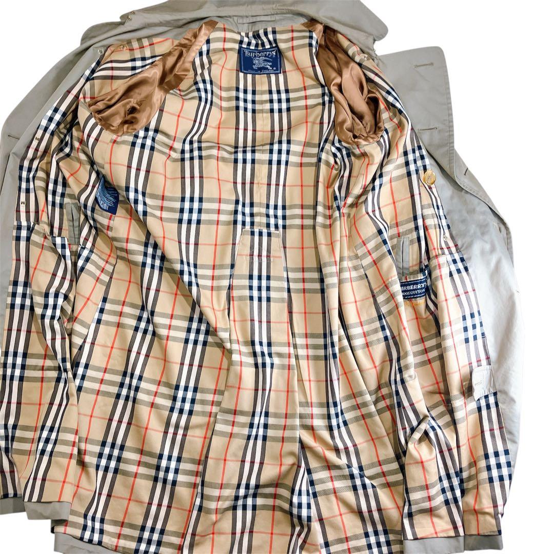 【逸品】Burberrys ロングトレンチコート　カーキ　ノバチェ　XL相当