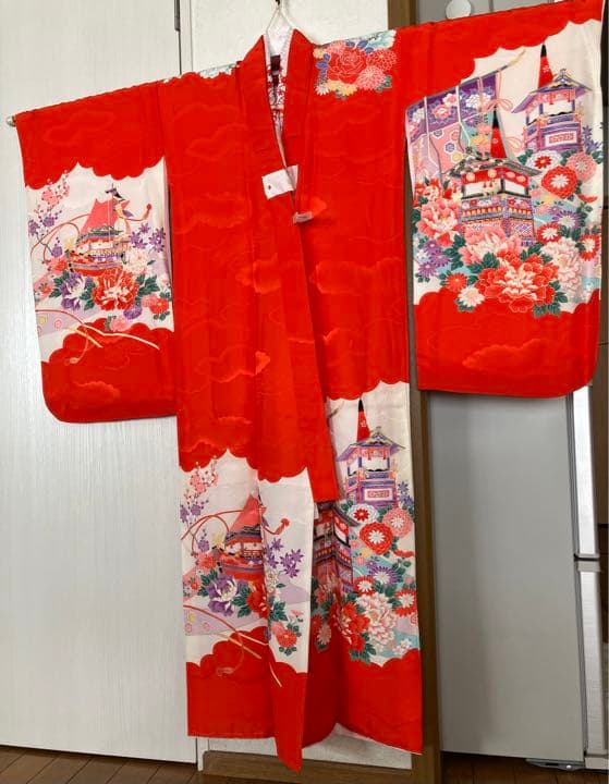 七五三　7歳　着物、長襦袢、つけ襟、お子様用肌着セット