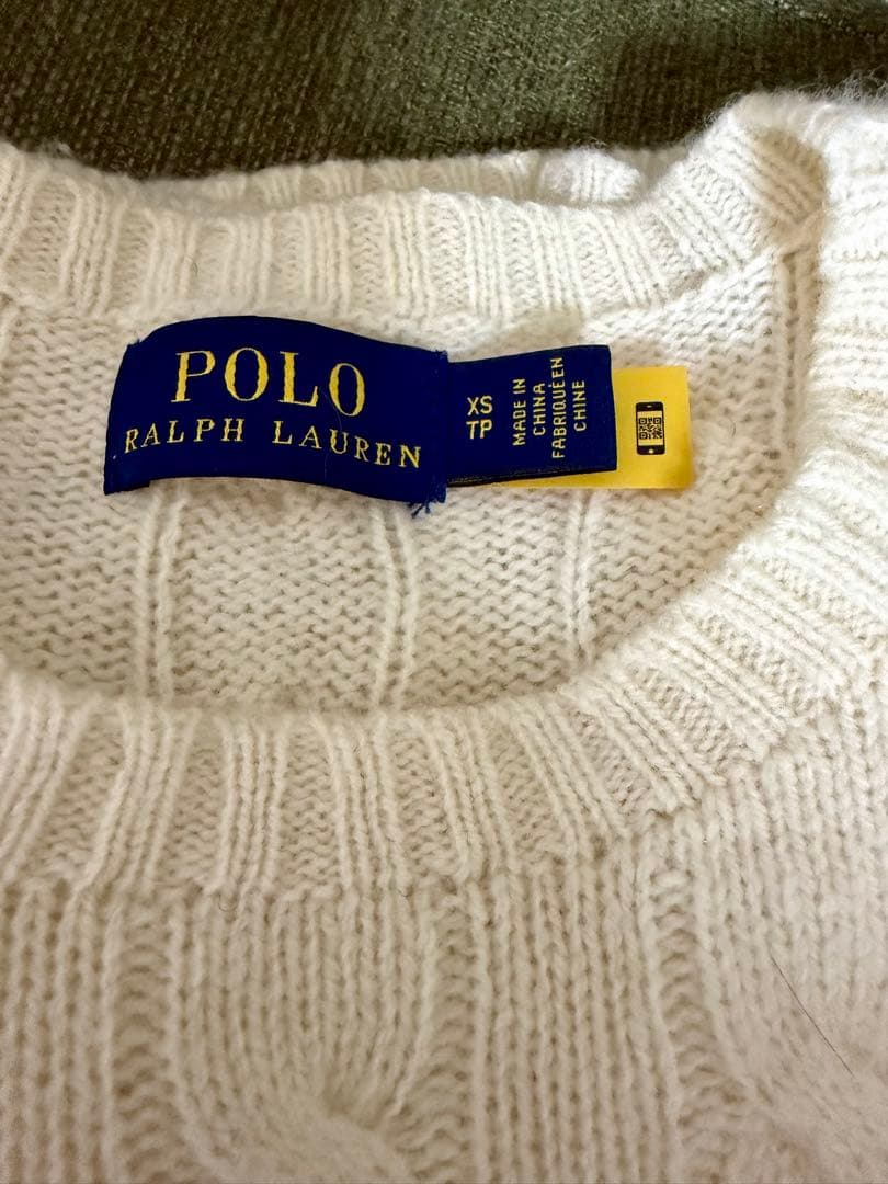 ポロラルフローレン ケーブルニット ウールカシミヤ セーターXSアイボリー