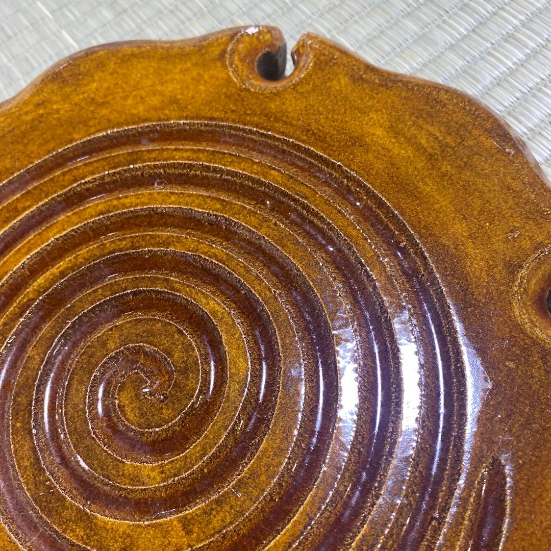 茶道具　裏千家　大炉　楽焼飴釉雪輪瓦