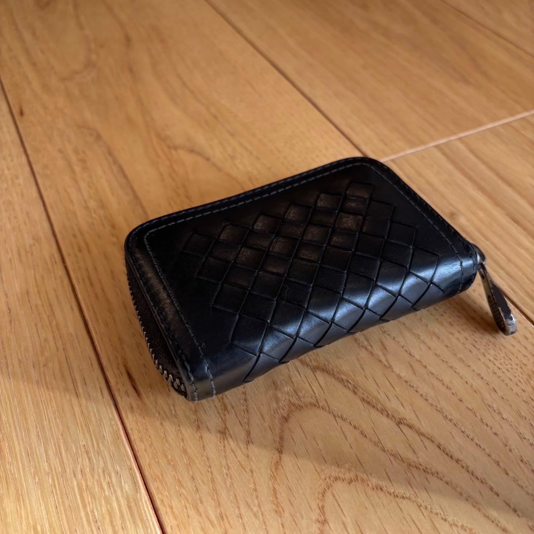 ボッテガ　ブラックレザー編み込みケース