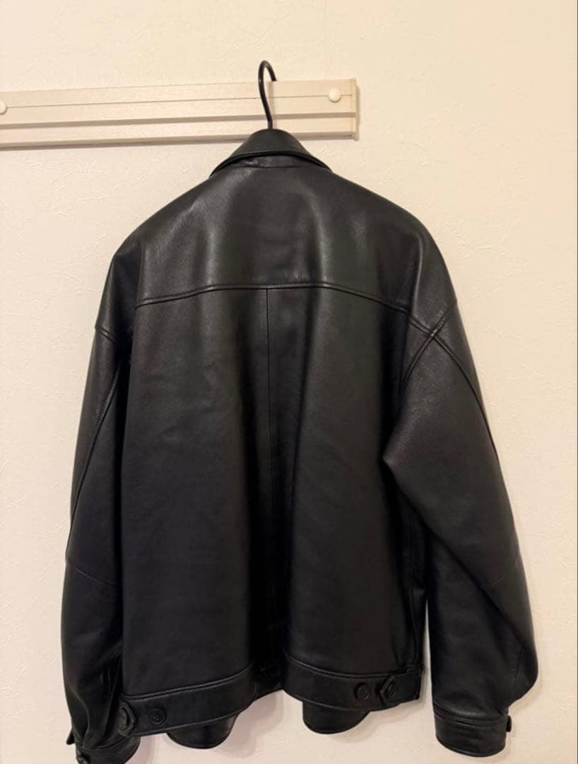 BEAMS ワイドフィット　レザージップブルゾン　Lサイズ
