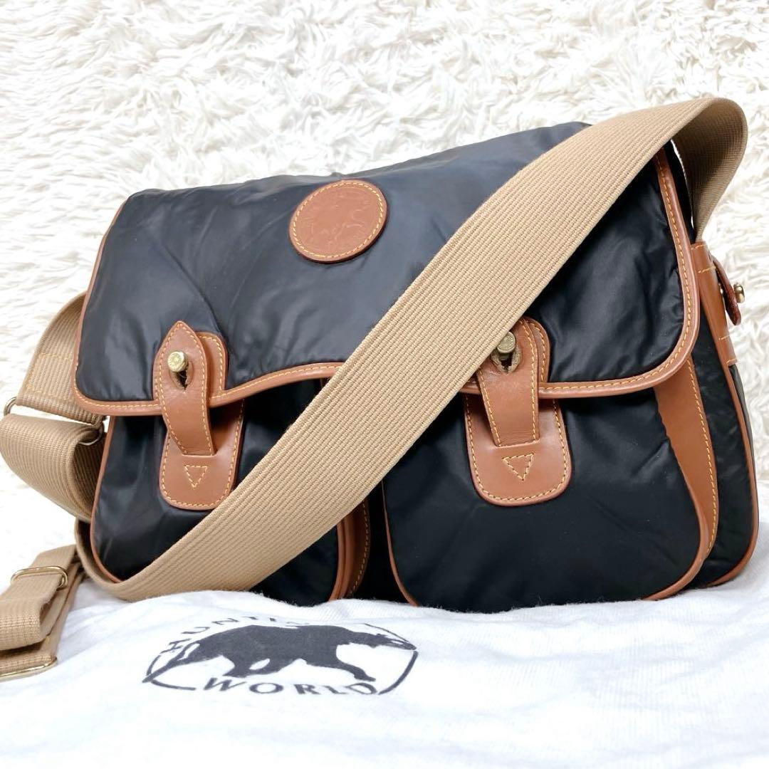 ✨美品 ハンティングワールド バチュークロス ブラック ショルダーバッグ