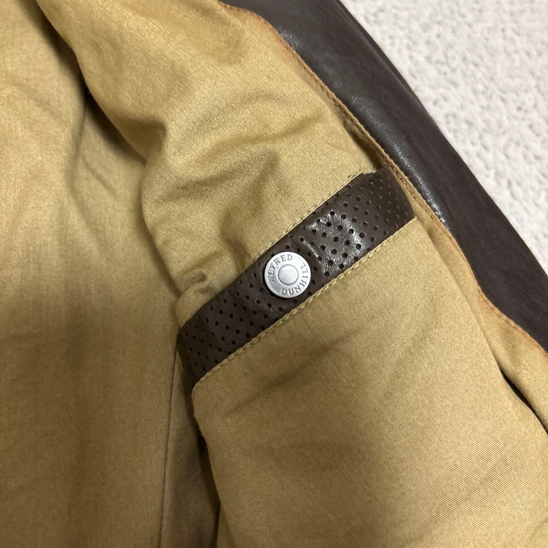 dunhill　ラムレザー　テーラードジャケット　ブラウン　羊革　本切羽