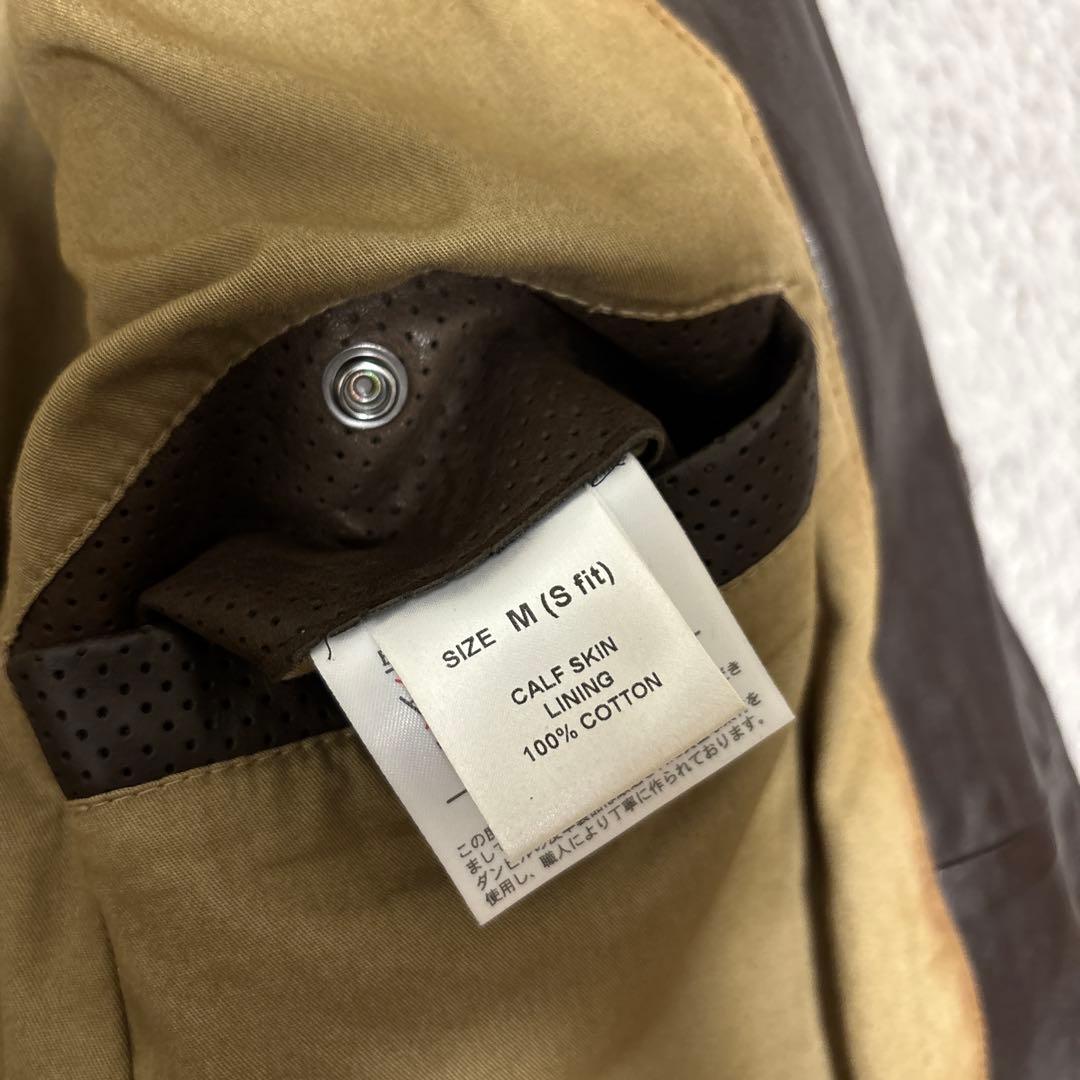 dunhill　ラムレザー　テーラードジャケット　ブラウン　羊革　本切羽