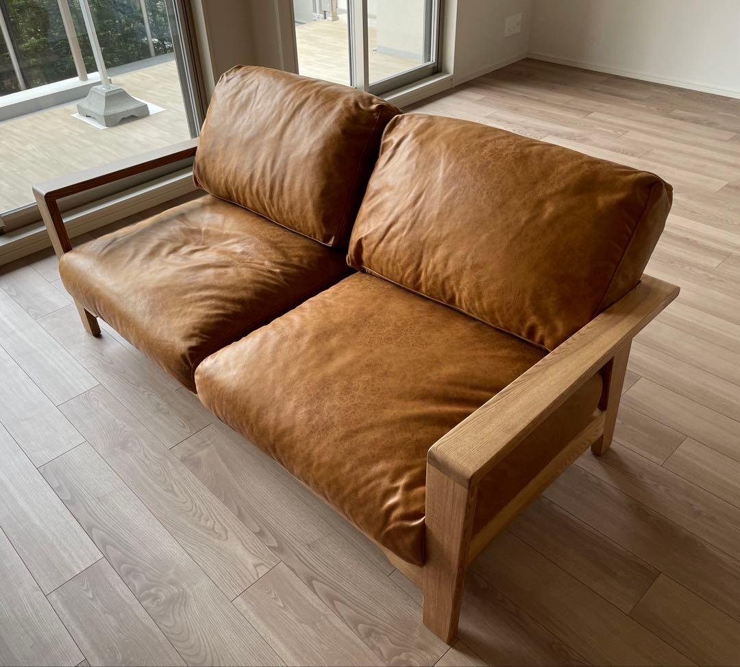 関家具 レザーテックス生地 2S 2.5S ソファ 美品 ヘッドレスト付