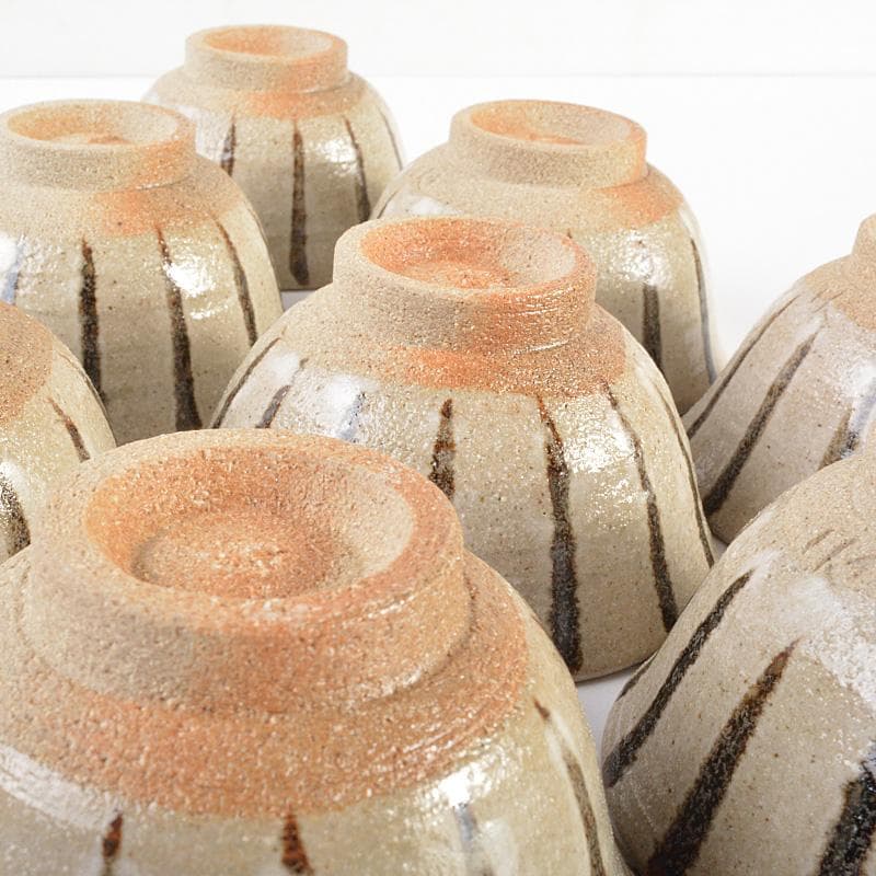 煎茶道具　瀬戸焼　陣出窯　澤田酔云作　線文　湯呑　十客　共箱　C　R7149