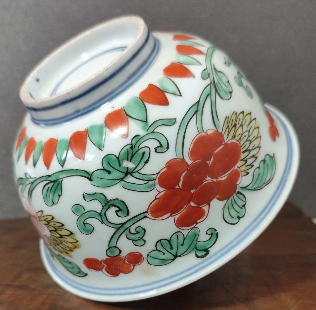 【名品❗️】江戸時代中期　亨保期　古伊万里 錦手　牡丹唐草文様　16.1cm　鉢