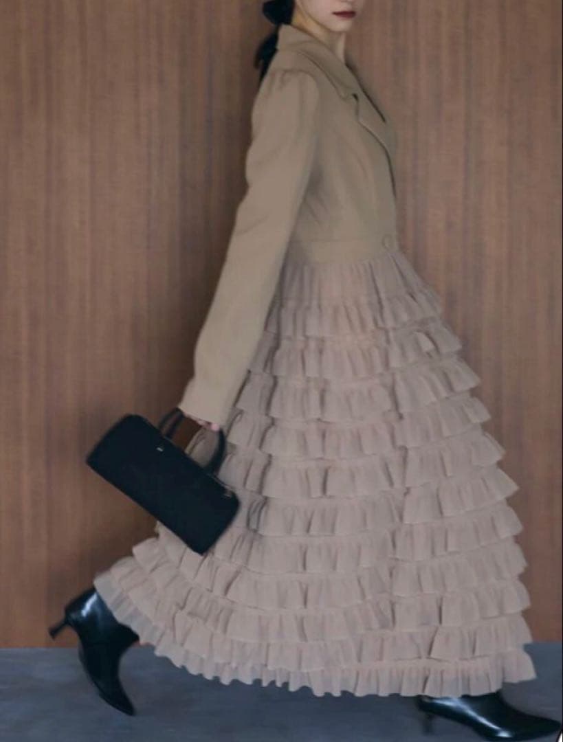 新品タグ付き　frene ティアードチュール ドッキング　ジャケットワンピース