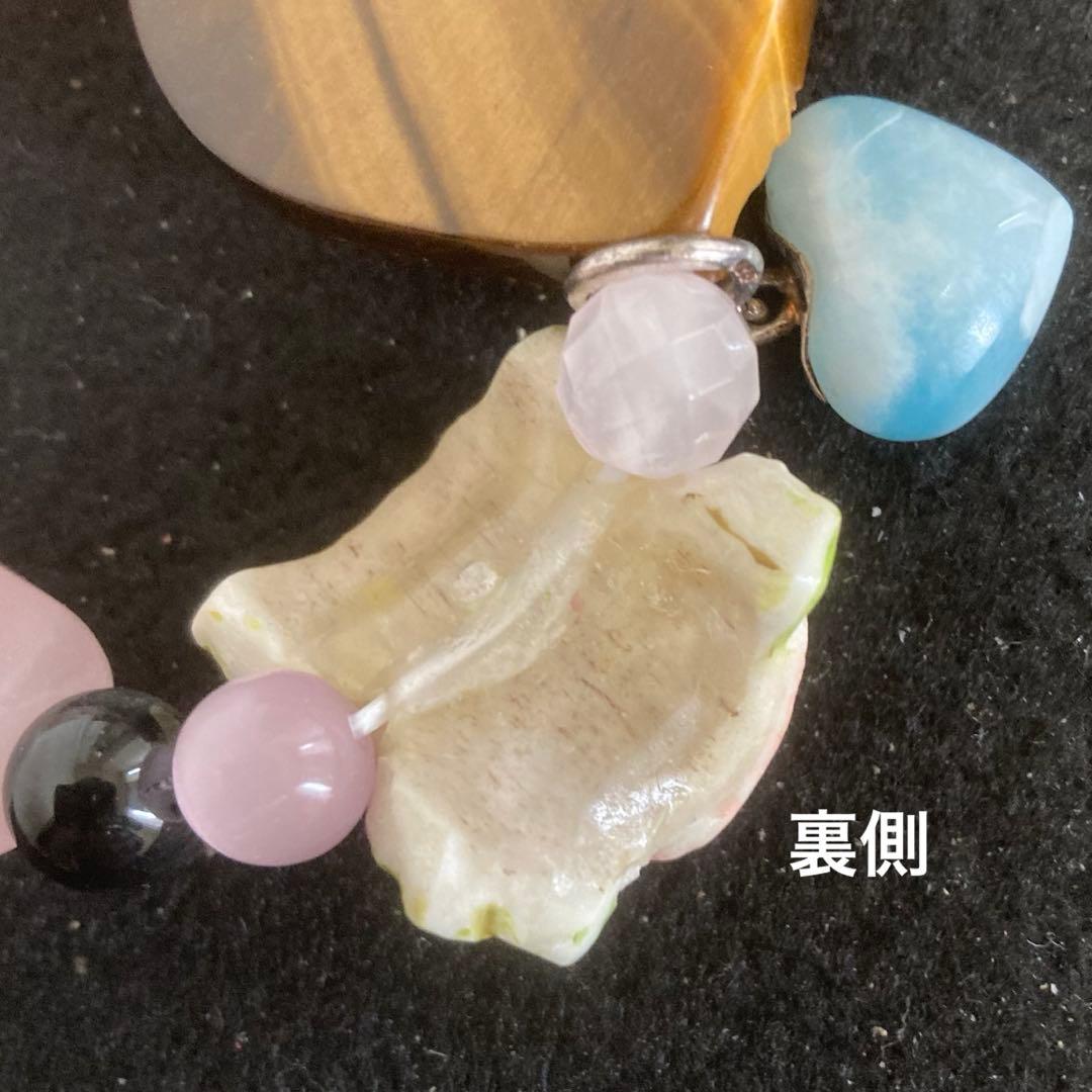 【種名　日本鹿の角】 オリジナル彫刻⭐️プリンセスローズと野獣⭐️ 虎目石　☆匿名☆