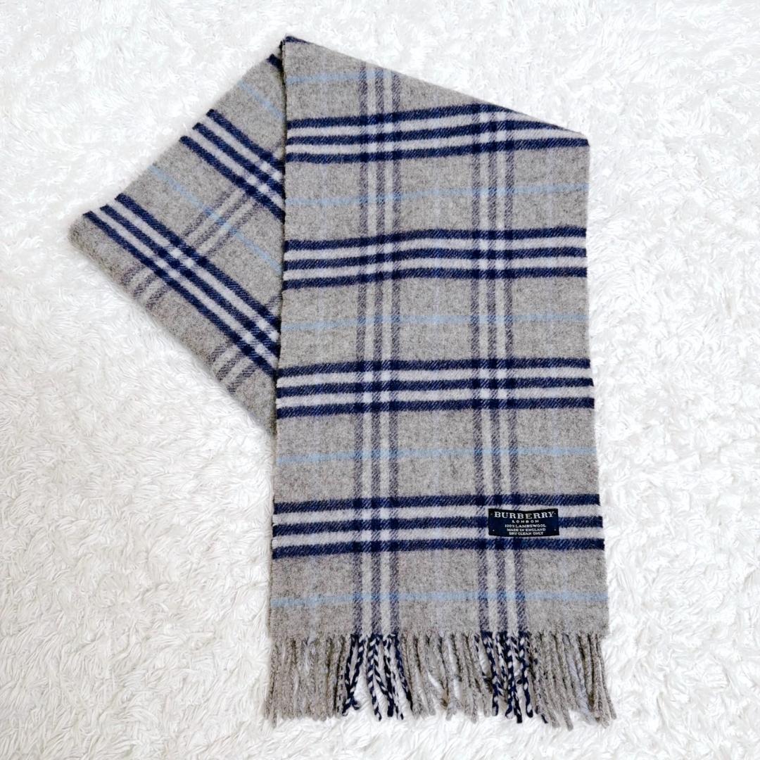 希少✨ BURBERRY バーバリー マフラー ノバチェック グレー ブルー