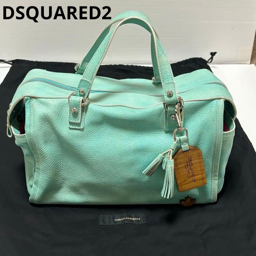 希少　DSQUARED2 ディースクエアード　レザーボストンバッグ　ダメージ加工