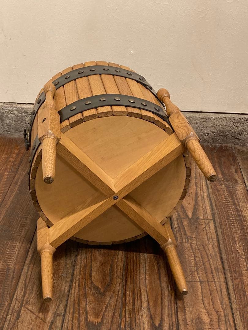オールドカリモク オーク材 樽型 プランターボックス ゴミ箱 収納箱 玩具入れ