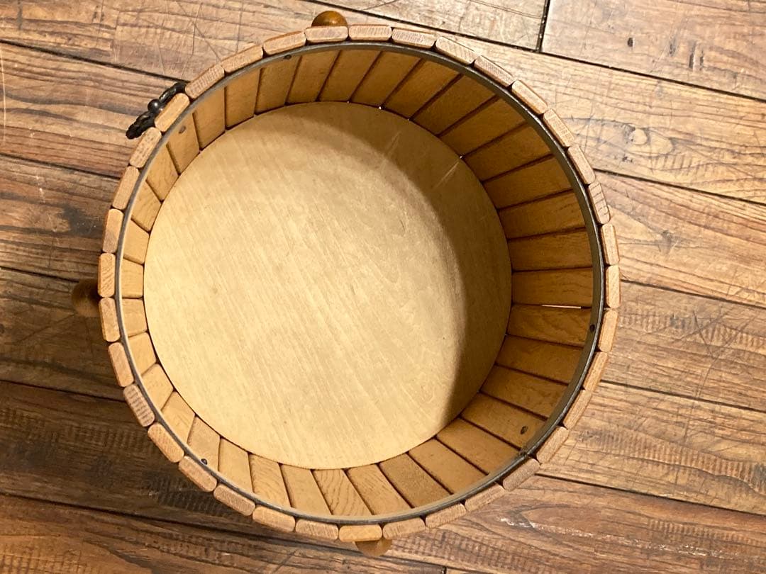 オールドカリモク オーク材 樽型 プランターボックス ゴミ箱 収納箱 玩具入れ