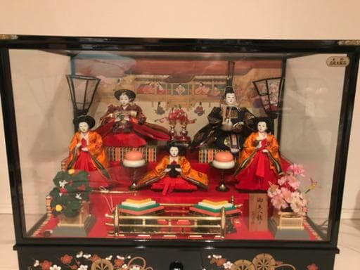 超高級★ひな人形 十番五人飾り ガラスケース オルゴール