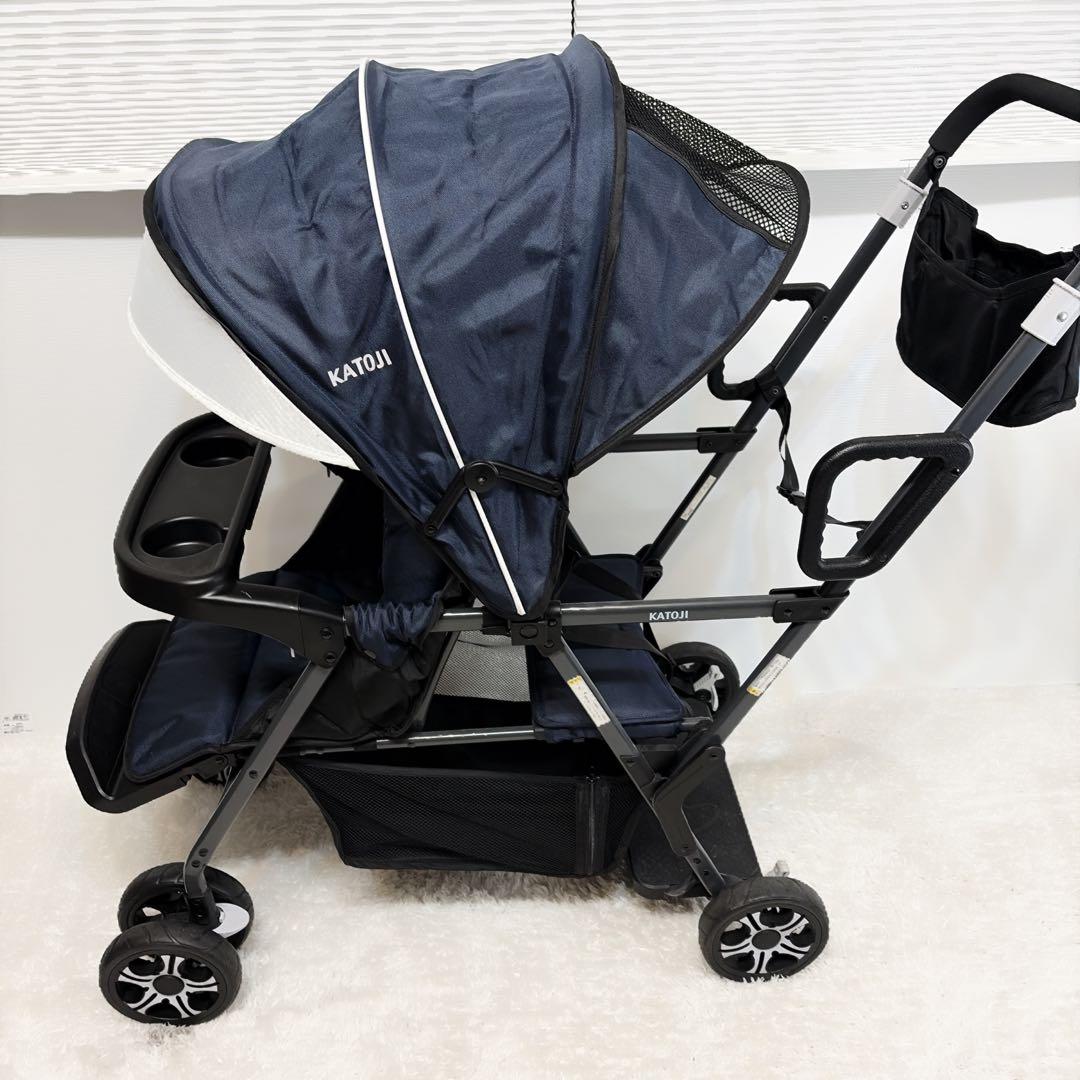美品　カトージ　2人でゴー 縦型 スリム　2人乗りベビーカー　双子