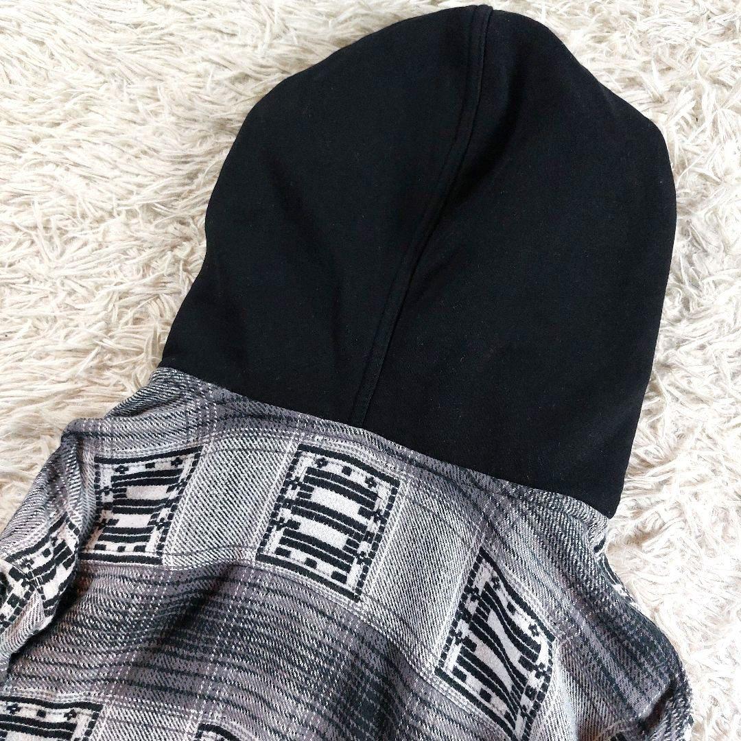 Lサイズ Supreme オンブレチェックシャツ ドッキング 刺繍ロゴフーディー