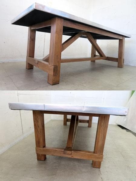 美品■HALO■ボストン■ダイニングテーブル■幅240■アルミニウム/ウッド■