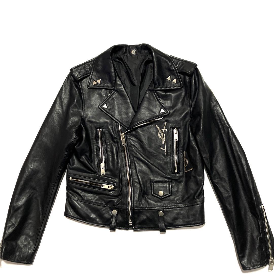 ブラック　レザー　ダブルライダースジャケット