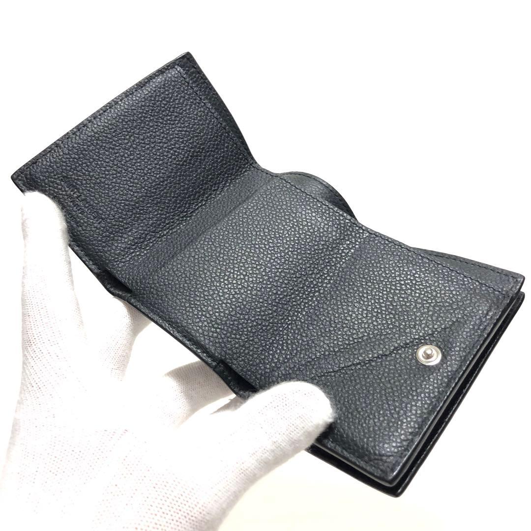 極美品　サンローランパリ　オリガミ　三つ折り財布　シボ革　レザー　黒　付属品◎