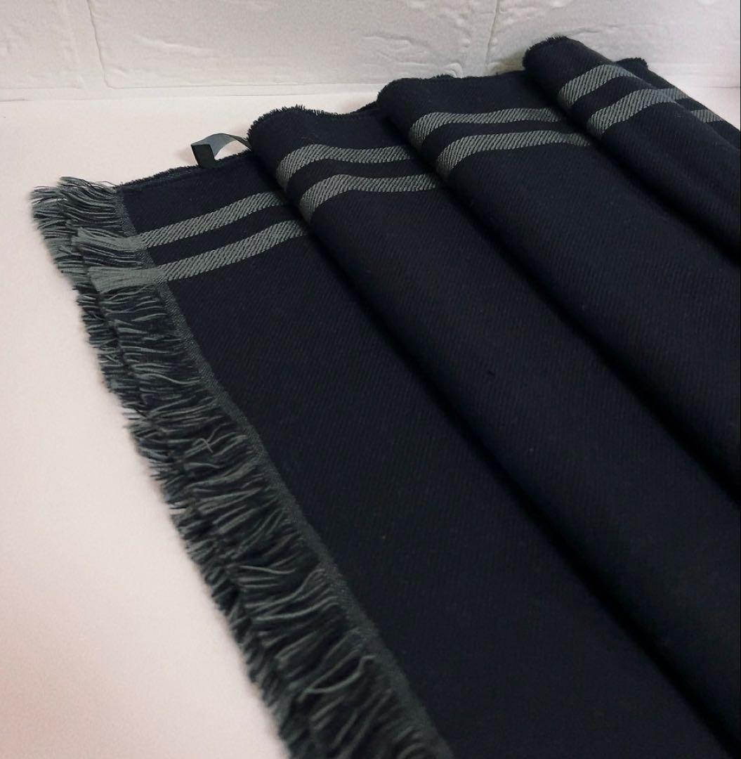 グッチ　GUCCI マフラー　GGマーク　ブラック×グレー