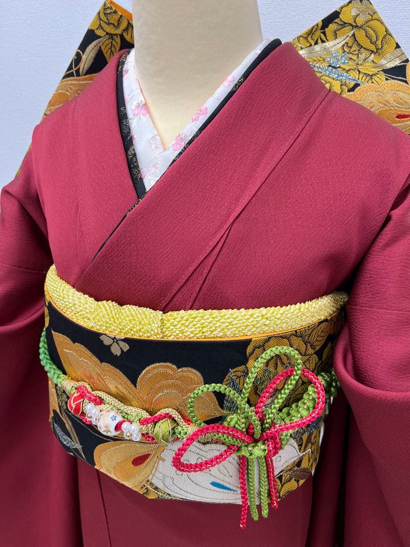 振り袖　フルセット　別誂長襦袢　赤　成人式　金彩加工　結婚式　刺繍半襟　745