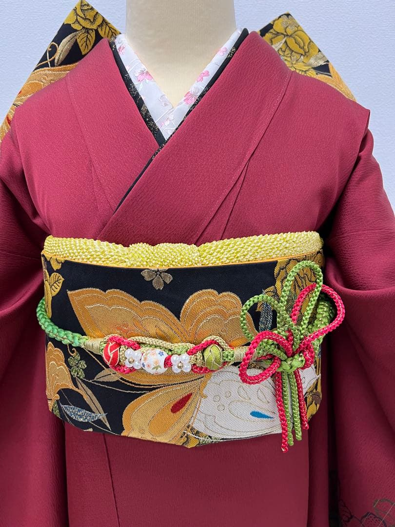 振り袖　フルセット　別誂長襦袢　赤　成人式　金彩加工　結婚式　刺繍半襟　745