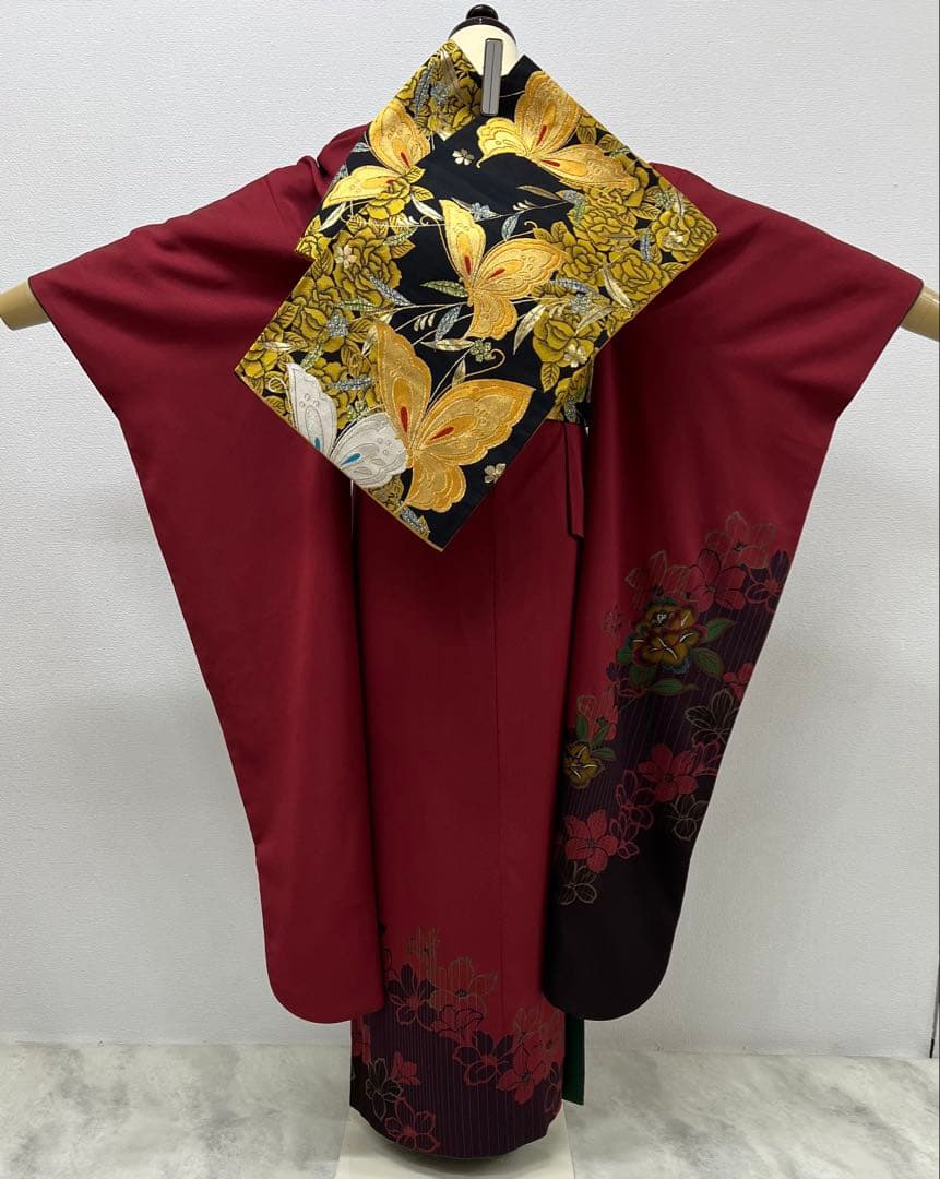 振り袖　フルセット　別誂長襦袢　赤　成人式　金彩加工　結婚式　刺繍半襟　745