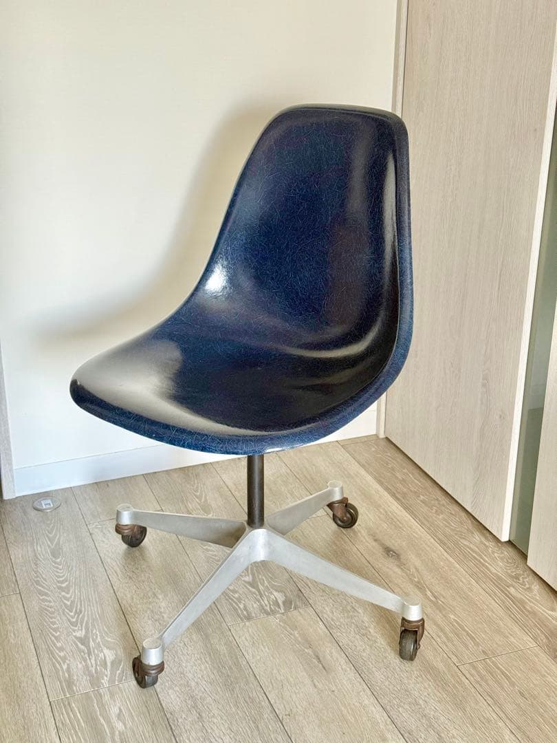 【レア】ハーマンミラー/イームズ　ネイビーサイドシェルチェア　キャスター付き