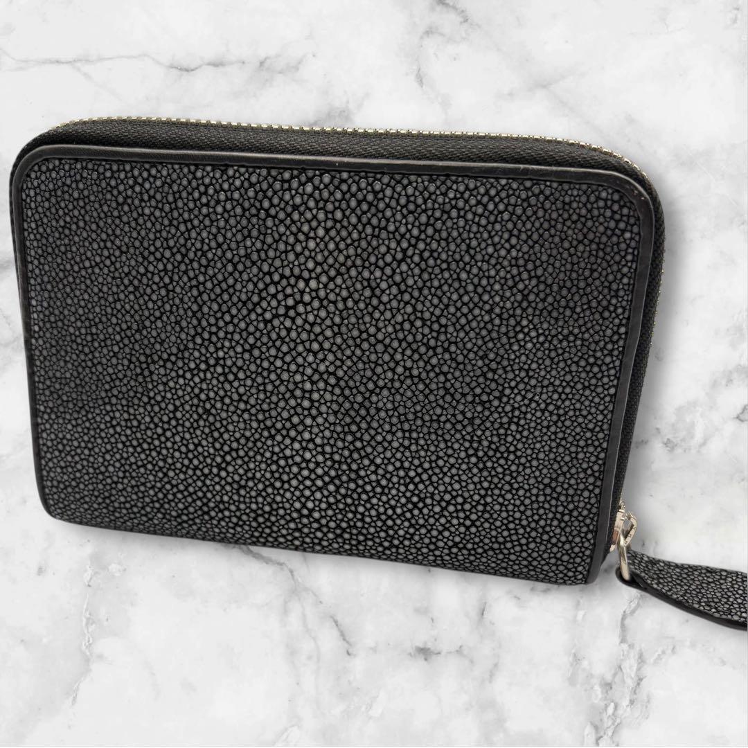 RAISE スティングレイ エイ革 ラウンドファスナー 財布 黒 スターマーク