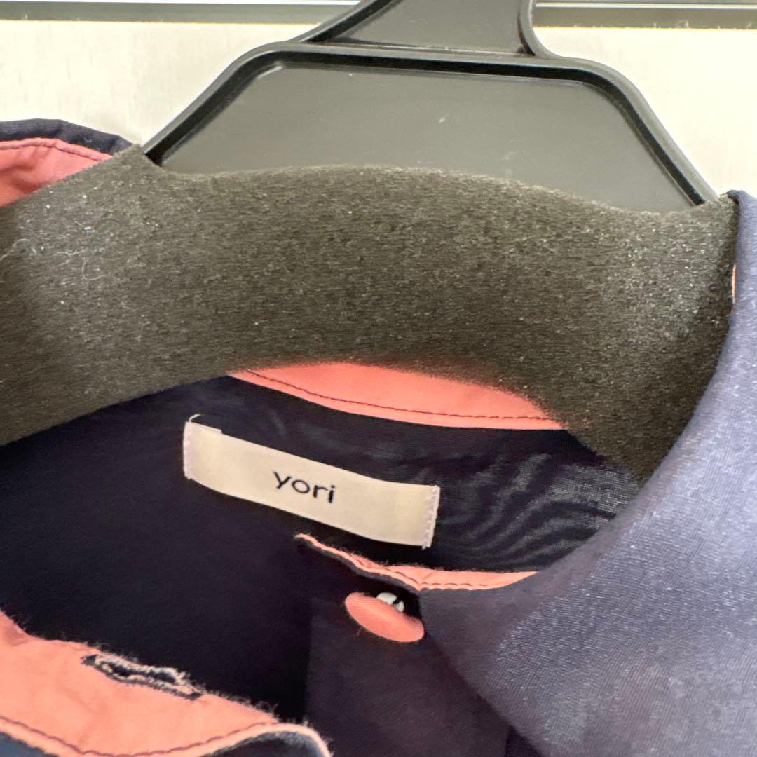 yori 花刺繍　ブラウス　ネイビー