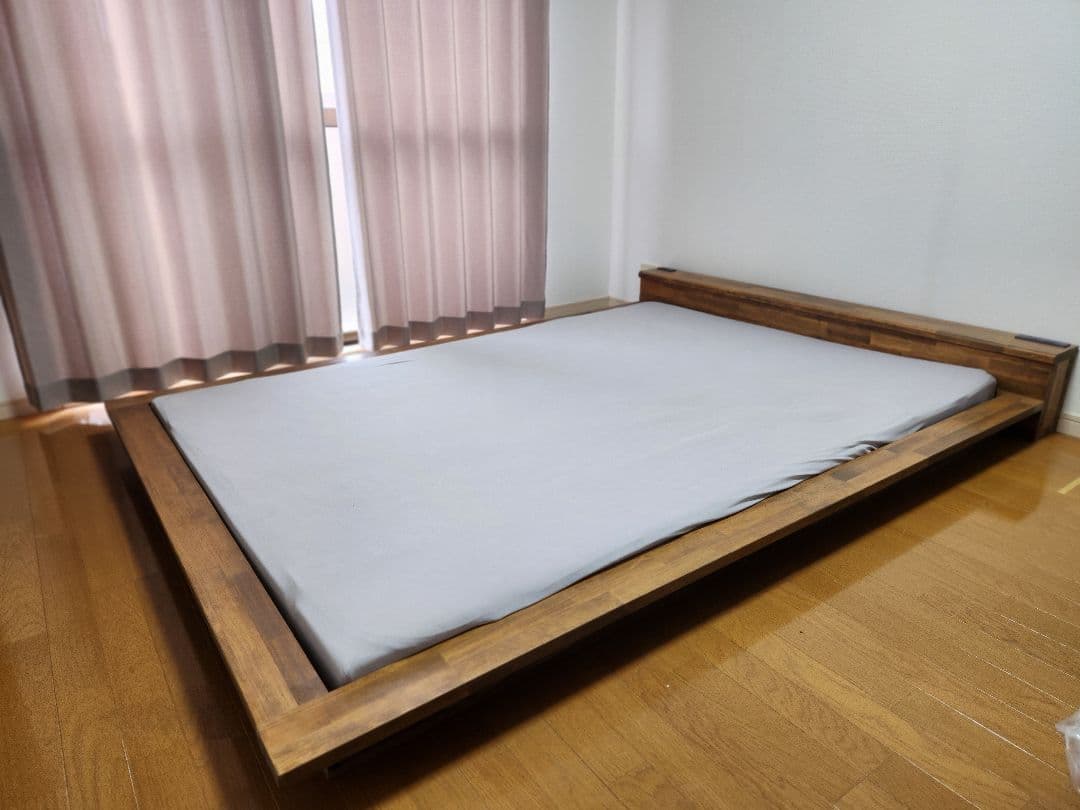 木製ダブルサイズすのこベッドDIY コンセント付き