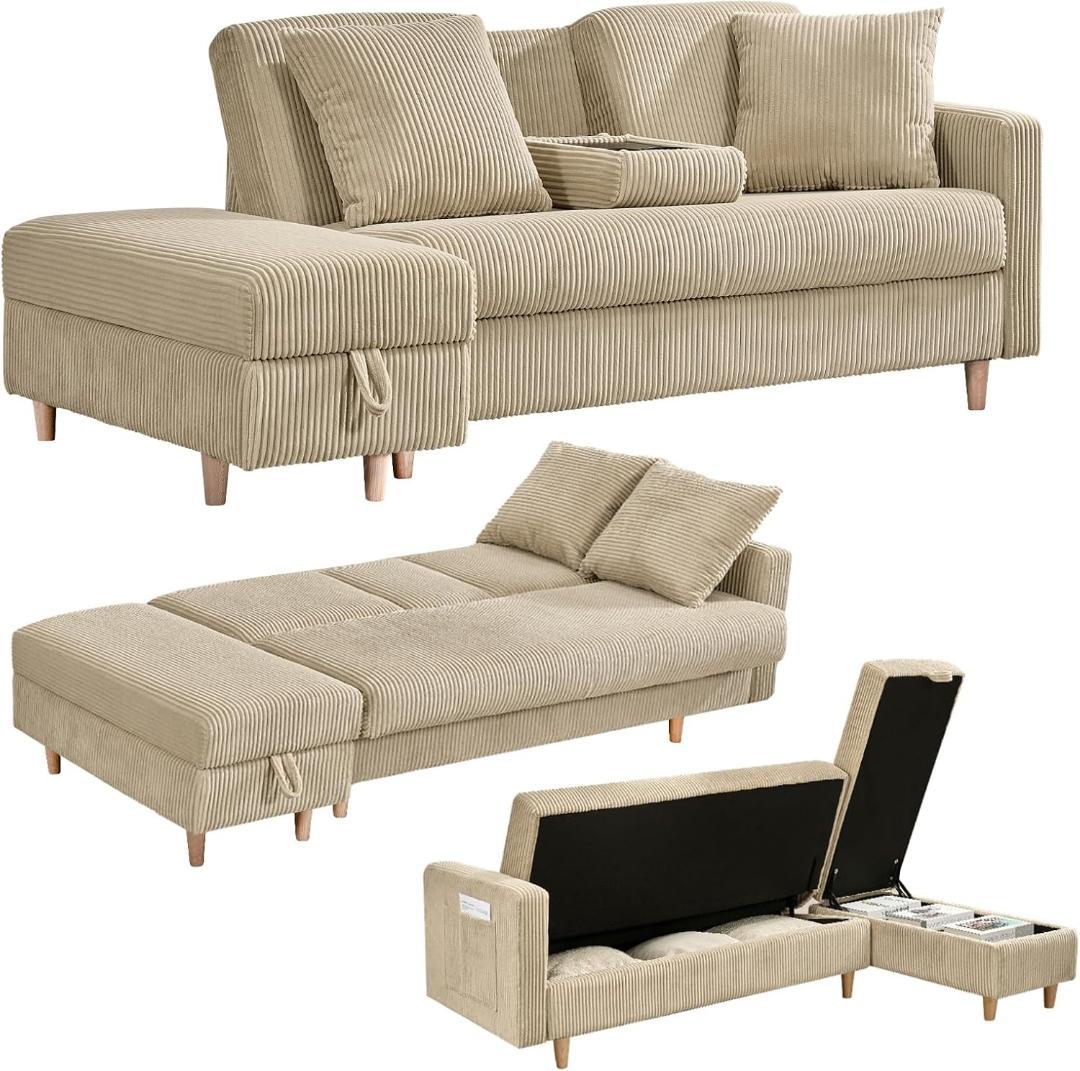 ソファ　ソファーベッド　カウチソファ　3人掛け　オットマン付き　多機能ソファ