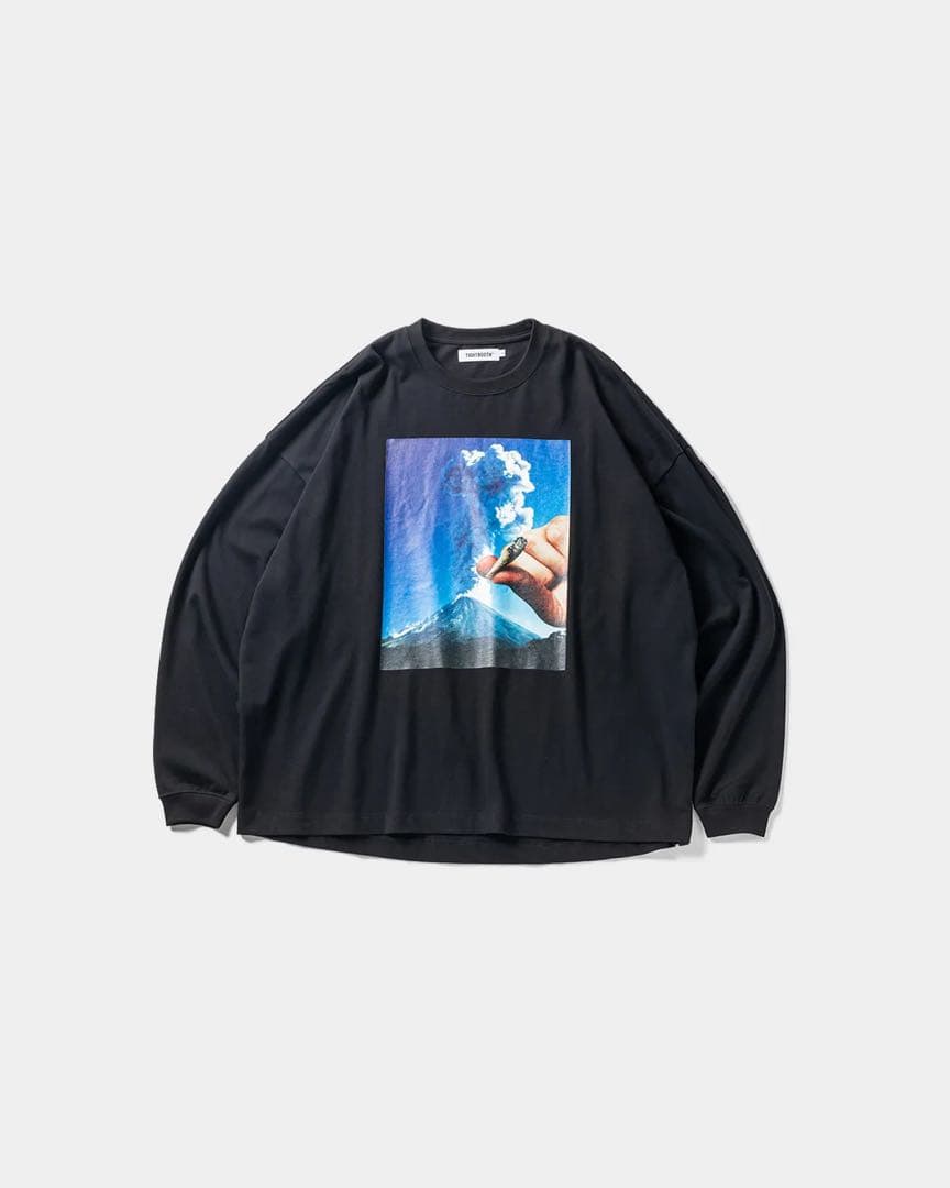 TIGHTBOOTH 火山グラフィック長袖Tシャツ XL ブラック