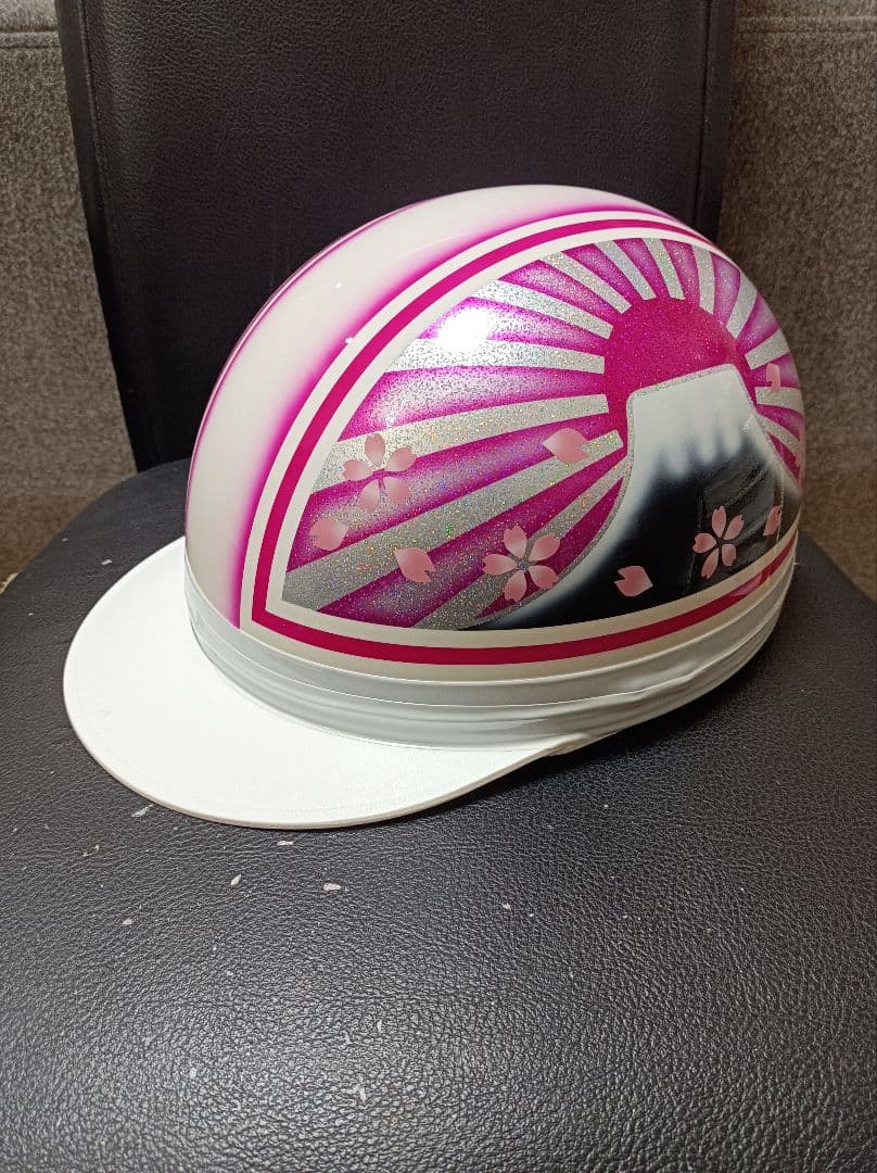 カスタムコルク半　白✘Candyピンク富士日章　七色ラメ